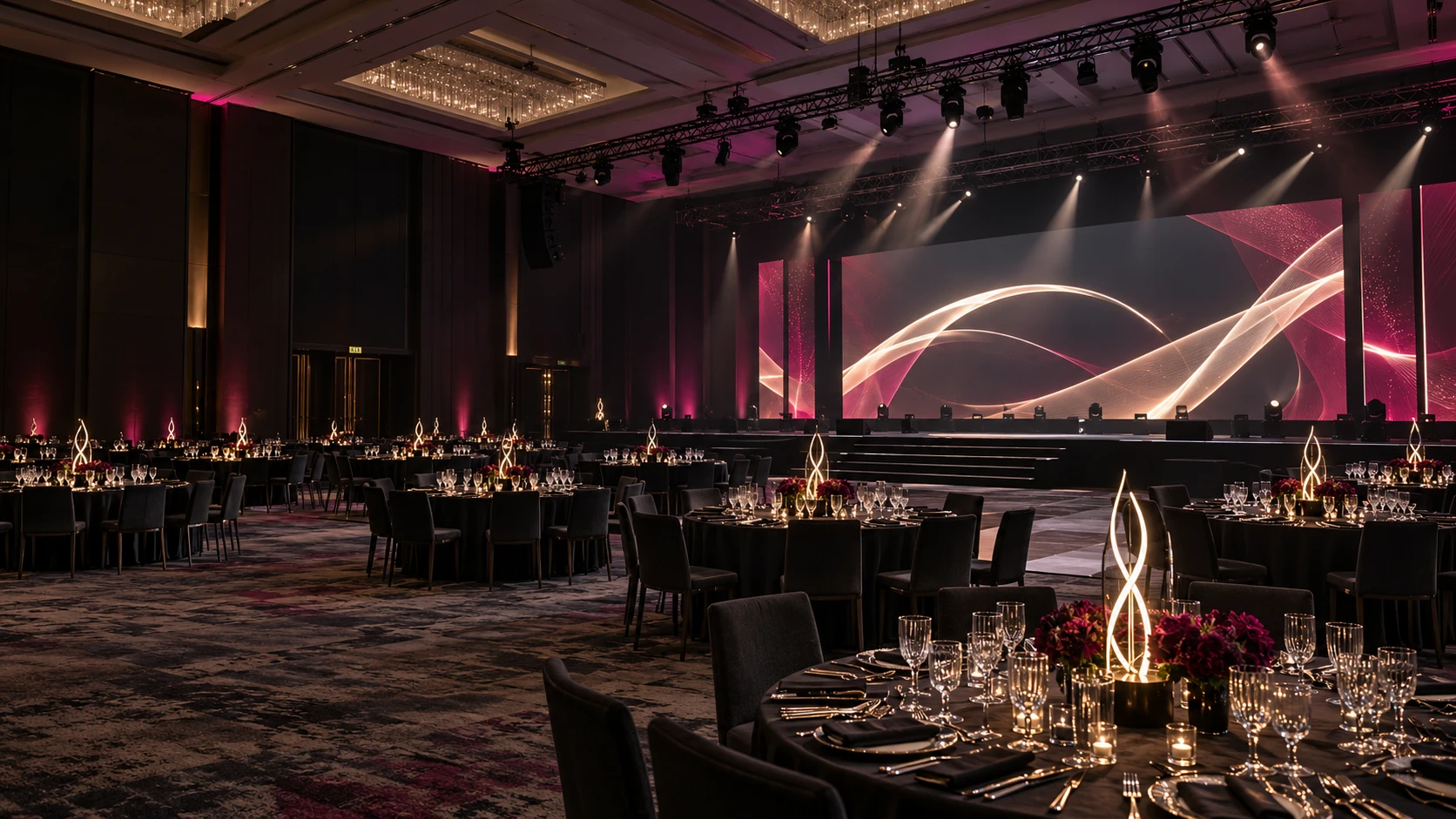 Event setting illustrating staging & event production