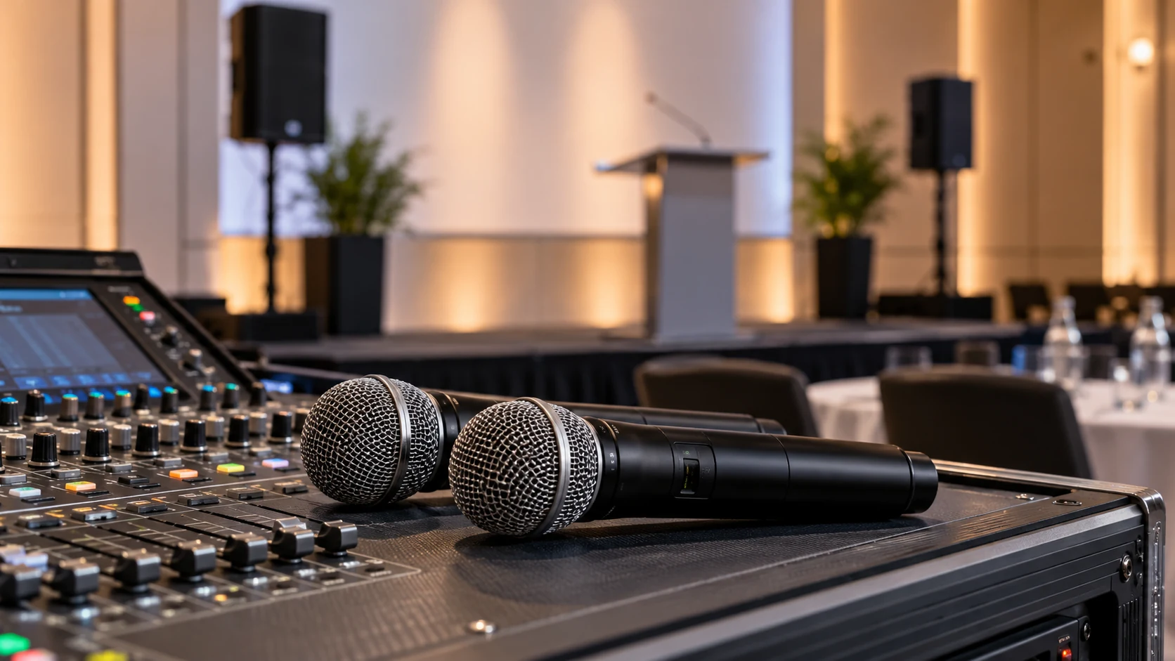 Event setting illustrating sound & microphones